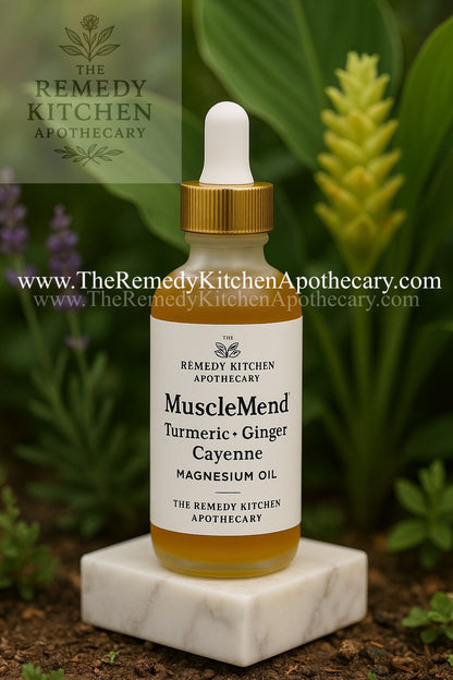 Premium Turmeric Ginger Cayanne Magnesium Oil – Deep Heat Warming Muscle Inflammation, Joints - Topical Soreness Relief Serum - MuscleMend TM