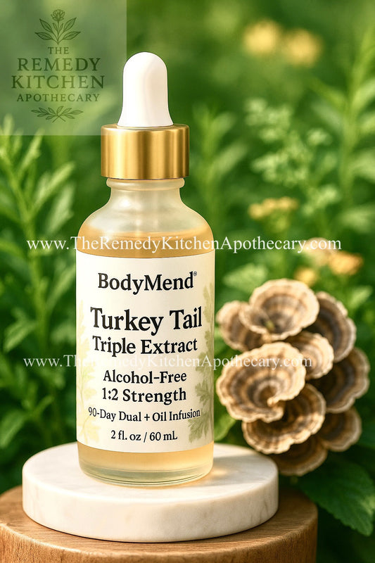 Premium Alcohol-Free Turkey Tail Oil Tincture – Triple Extracted (90-Day Dual + Concentrated Extract Oil Infusion), Organic 1:2 Potency, Moroccan Olive/Sunflower Blend Non Alcohol -BodyMend™