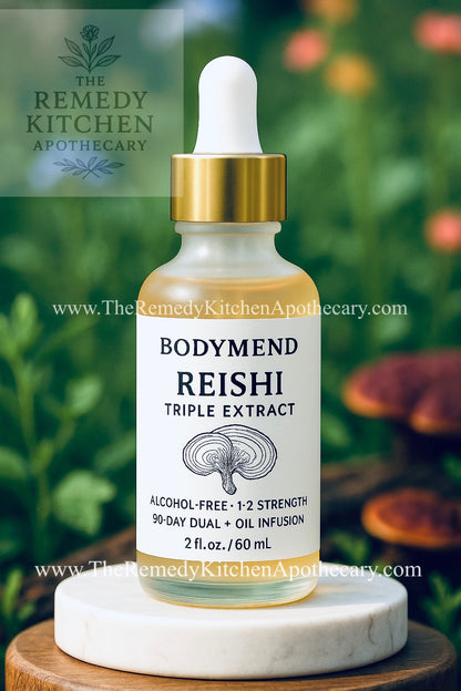 Premium Alcohol-Free Reishi mushroom Oil Tincture – Triple Extracted (90-Day Dual + Concentrated Extract Oil Infusion), Organic 1:2 Potency, Moroccan Olive/Sunflower Blend Non Alcohol-BodyMend™