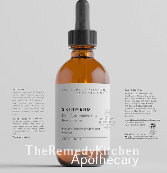 Anti-Aging Face Serum with Frankincense Resin  Black Seed Rose Pedal Rosehip Calendula Castor Vitamin E for Fine Lines Neck Hands  - SkinMend™